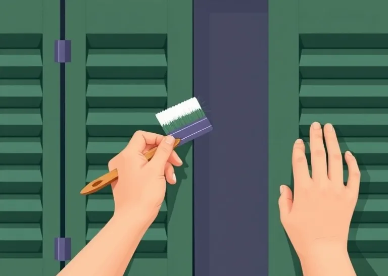 Mise en peinture au pinceau de volets et d'encadrements en bois